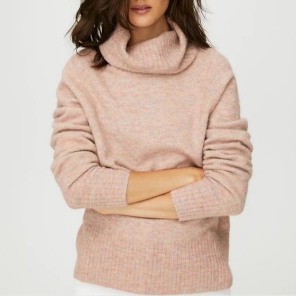 Aritzia Babaton Plutarch Sweater alpaca blend turtleneck Camille dust pink M2